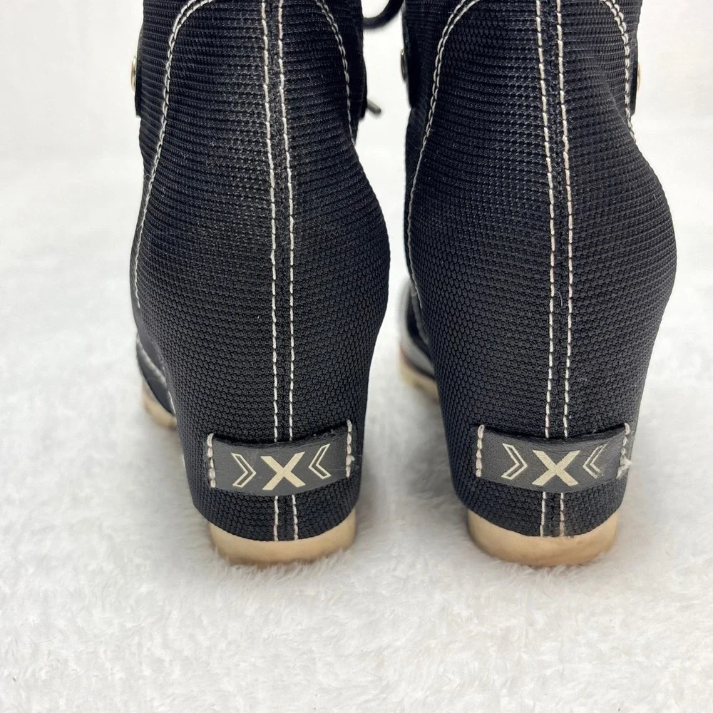 Sorel Joan of Arctic Mid Wedge Celebration Black Waterproof Boots Sz 8 Utility